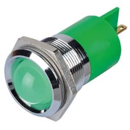 APEM APM Q22P1C G220E - Indicator LED, 220 V AC, 22 mm, FASTON, green/BrC