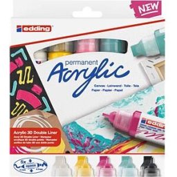 EDDING 5400/5DL - Acrylic marker, 3D Double Liner, assorted, pack of 5