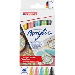 EDDING 5100/5P - Acrylic markers, 2 mm-3 mm, pastel, pack of 5