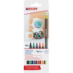 EDDING 4200/6V - Porcelain brush pen, 1 mm-4 mm, assorted, pack of 6