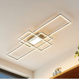 Lindby LED ceiling light Caitlin, nickel, metal, 105cm