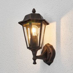 Lindby Lamina outdoor wall light, socket at bottom, lantern, E27