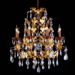 Clayre&Eef CR12 chandelier, 8-bulb, glass elements
