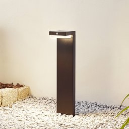 Lindby Eleazar LED solar pedestal light, black, aluminium, sensor