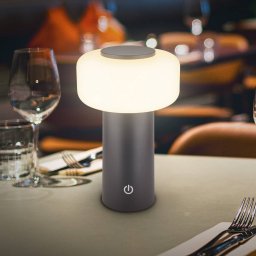 Briloner Juna LED rechargeable table lamp, anthracite, IP44, dimmable, 20 cm