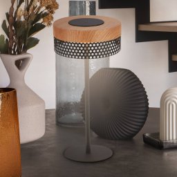 Briloner Booha rechargeable table lamp, brown, metal, IP44, dimmable