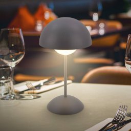 Briloner LED rechargeable table lamp Kugle, anthracite, metal, IP44, dimmable.