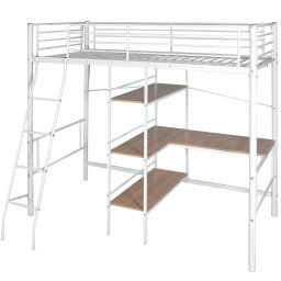 vidaXL High Sleeper Bed without Mattress White & Brown Metal 90x200 cm