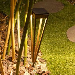 Les Jardins Tinka LED solar torch, 52 cm high, corten