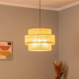 TK Lighting Calisto pendant light, Jute, natural brown, 3-bulb, Ø 50 cm