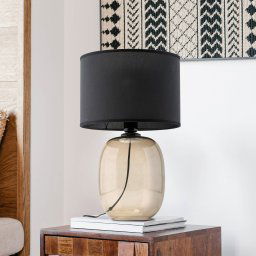 TK Lighting Melody table lamp, height 48 cm, brown glass, black textile