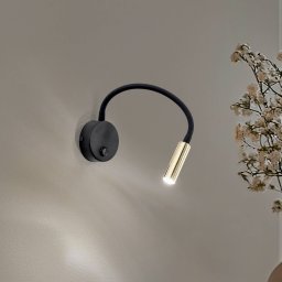 TK Lighting Lagos wall light, black/gold, 45 cm, reading lamp, G9