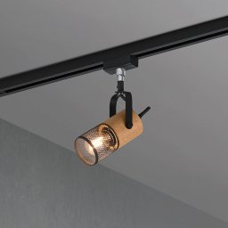 Trio Lighting Tosh track spotlight for DUOline, matt black, wood detail