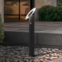 Arcchio LED path light Tovio, anthracite, Ø 24cm, sensor