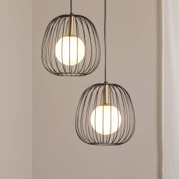 SIGMA Bell pendant light, 2-bulb, black/gold/white