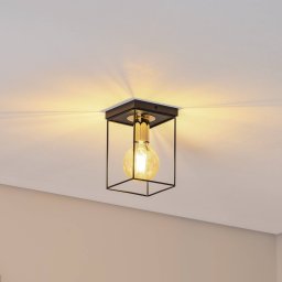 SIGMA Vox ceiling light, black/gold, angular, 1-bulb, steel