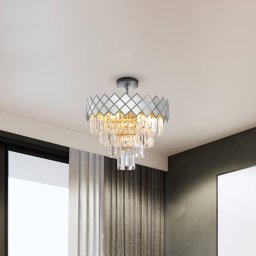 Eko-Light Carisma metal ceiling lamp chrome-coloured glass crystals Ø 50 cm