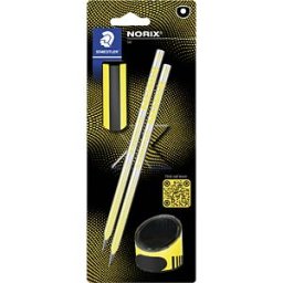 STAEDTLER 181SBK - Pencil, hardness grade HB, eraser, tub sharpener, black/yellow