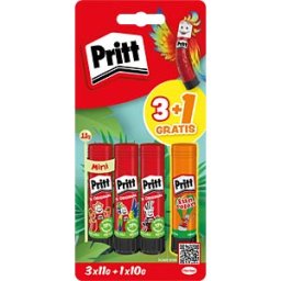 PRITT 9HPBS4B - Glue stick, the original, 3x 11 g, 1x 10 g orange