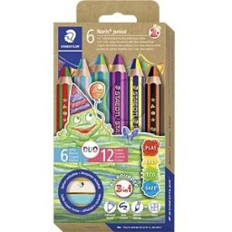 STAEDTLER 1402C6 - Colouring pencils, 10 mm, hexagonal shape, 5 colours, Duo