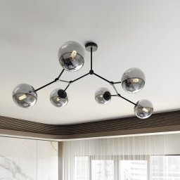 EMIBIG LIGHTING Space ceiling light, black/graphite, 6-bulb