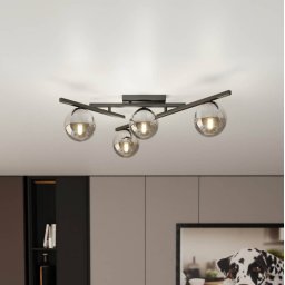 EMIBIG LIGHTING Smart ceiling lamp, black/graphite, 4-bulb