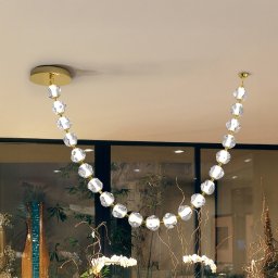 Schuller Valencia Zaria LED pendant light, 21-fl., gold, clear, metal, acrylic