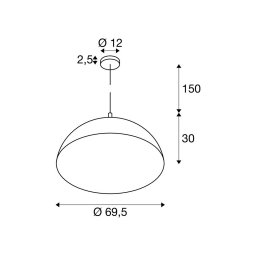 SLV Forchini hanging light, 70 cm, black/gold-coloured plastic