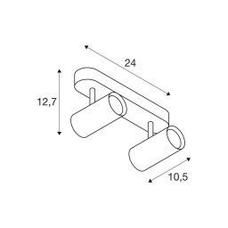 SLV LED ceiling spotlight Noblo, length 24 cm, metal, 2-bulb.