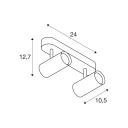SLV Noblo ceiling spotlight, white, dimmable to warm, length 24 cm