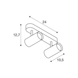 SLV Noblo ceiling spotlight, black, dimmable to warm, length 24 cm