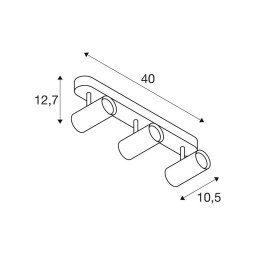 SLV LED ceiling spotlight Noblo, 2,700 K, black, length 40 cm