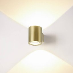 SLV LED wall light Oculus, brass-coloured Ø 9 cm dimmable to warm