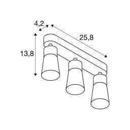 SLV ceiling lamp Puri 2.0 Cone, grey, length 26 cm, 3-bulb