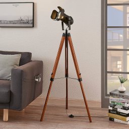 Lindby Wooden floor lamp Hilma with tripod frame