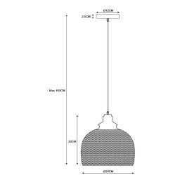 Lucide Mesh pendant light, 1-bulb, black, Ø 28 cm