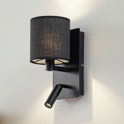 Lindby Aiden wall light, 30 cm, black, LED reading light, E14
