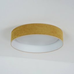 Duolla LED ceiling light Plafond, mustard yellow, fabric, Ø 45 cm, 3-step
