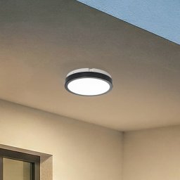 Milagro Lighting Vera LED ceiling light, black, plastic, Ø 22 cm, IP65