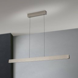 ORION LED hanging light Tara, nickel-coloured, length 120 cm, aluminium/steel