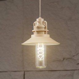 Lindby LED battery-powered pendant light Raul, beige, aluminium, Ø 15 cm