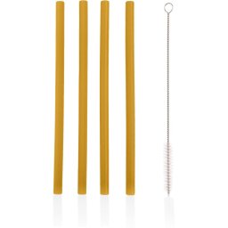 Zopa Silicone Straw silicone straw + hairbrush 6 m+ Mustard Yellow 4 pc