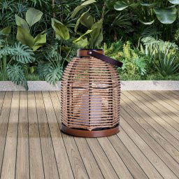Näve Korbinian LED solar light, brown, height 29 cm, IP44, lantern
