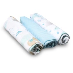 BabyOno Natural Bamboo Diapers Blue cloth nappies 70x70 cm 3 pc
