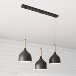 Luminex Noak hanging light, 3 lights, long, black/natural wood