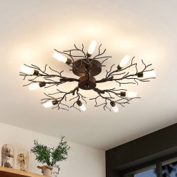 Lindby Bigna ceiling light, Ø 68 cm, 10-bulb, glass, metal