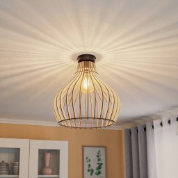 TEMAR LIGHTING Barrel ceiling light with wooden lampshade