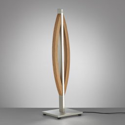Quitani LED table lamp Kiera, oak/matt nickel