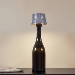 Lindby LED battery-powered table lamp Linor, smoke grey, USB, dimmable