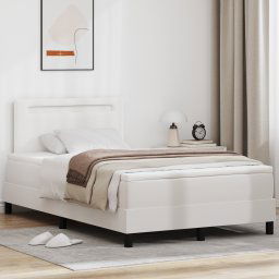vidaXL Bed Frame with Mattress White 120 x 190 cm Faux leather